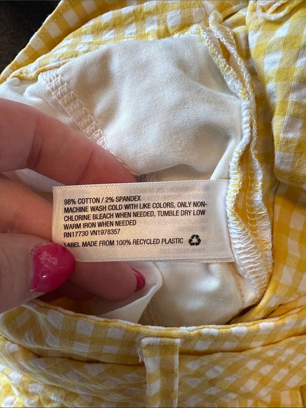 A New Day Yellow and White Gingham Tie-Belt Women’s Shorts - Picture 6 of 6